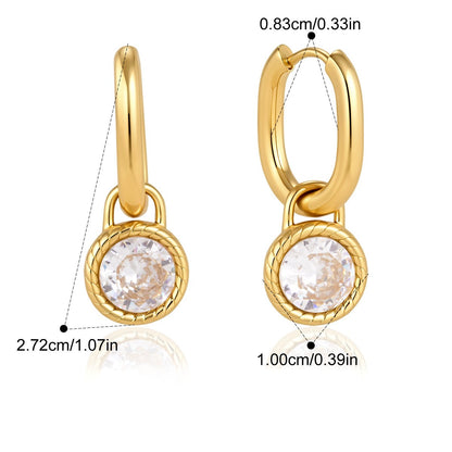 Twisted CZ Heart Drop Earrings — Twisted Bezel Crystal Drop · Gold