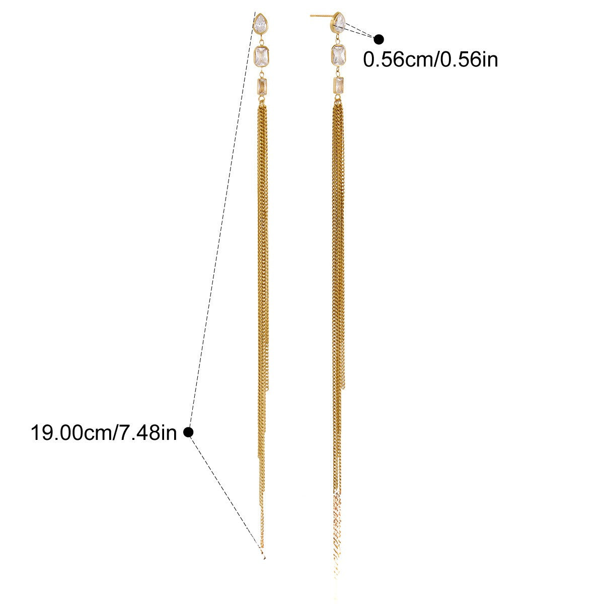 Pearl Tassel Drop Earrings — Crystal Chain Tassel · Gold