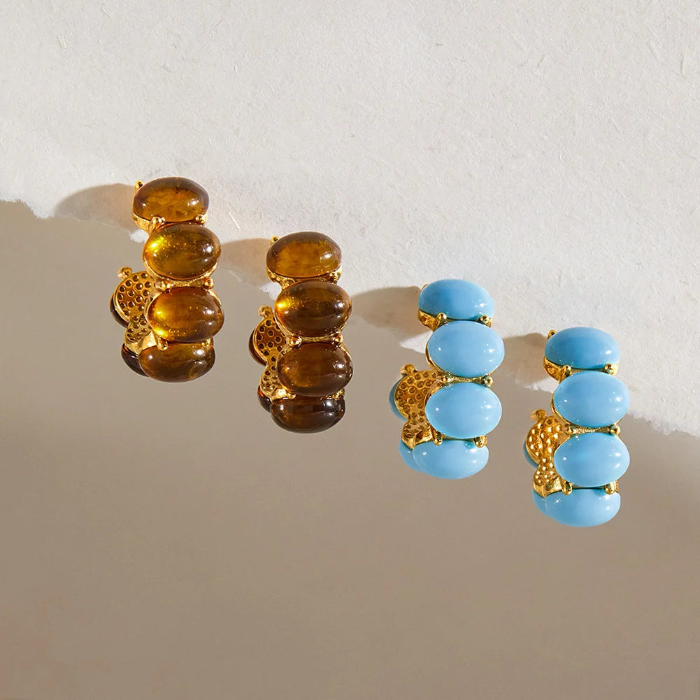 Vintage Beaded Hoop Earrings
