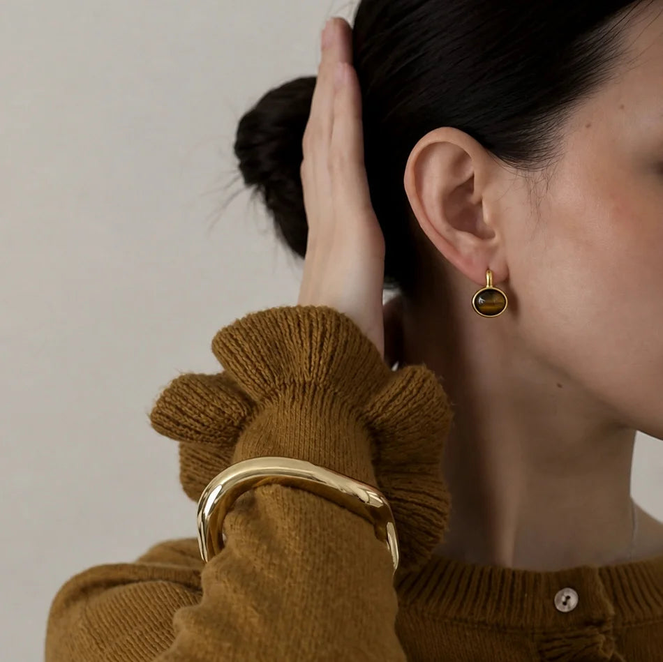 Oval Huggie Earrings — view 3