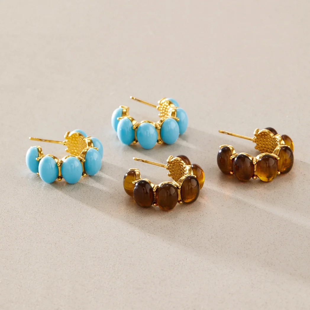 Vintage Beaded Hoop Earrings — view 4
