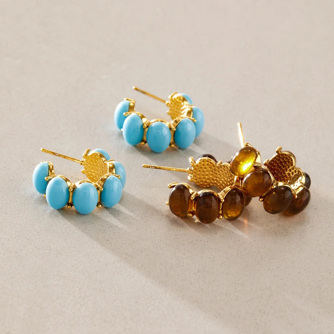 Vintage Beaded Hoop Earrings — view 3