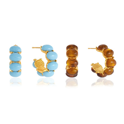 Vintage Beaded Hoop Earrings — view 5