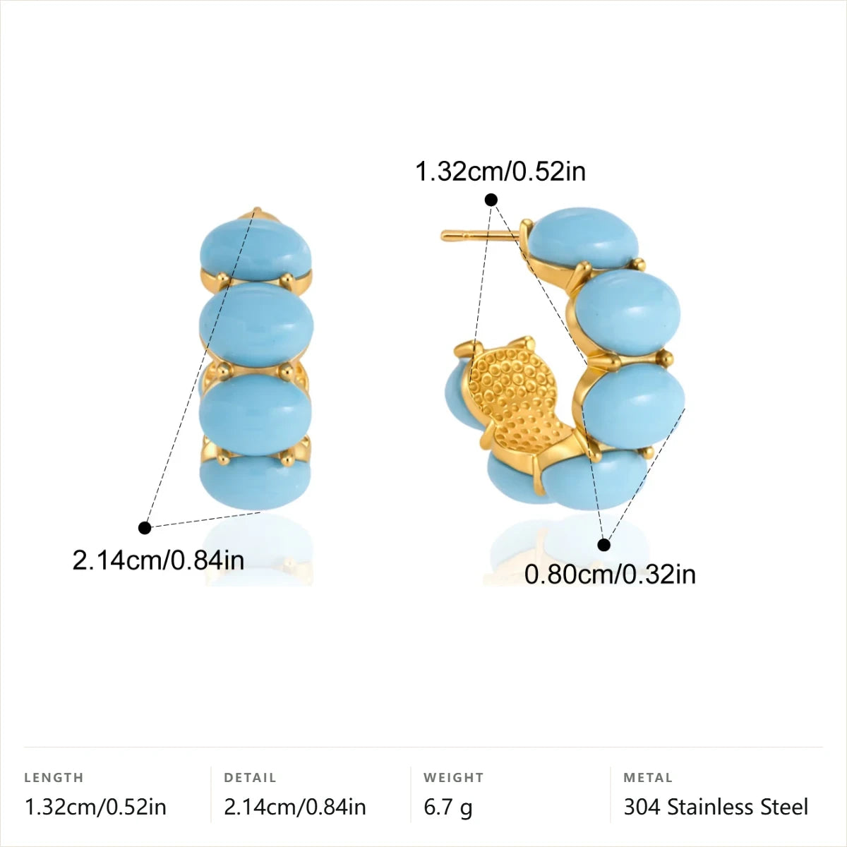 Vintage Beaded Hoop Earrings — Blue Beaded Hoop · Gold