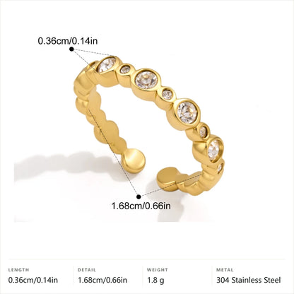 Vintage Multi CZ Ring — Scalloped Round Multi Stone · Gold