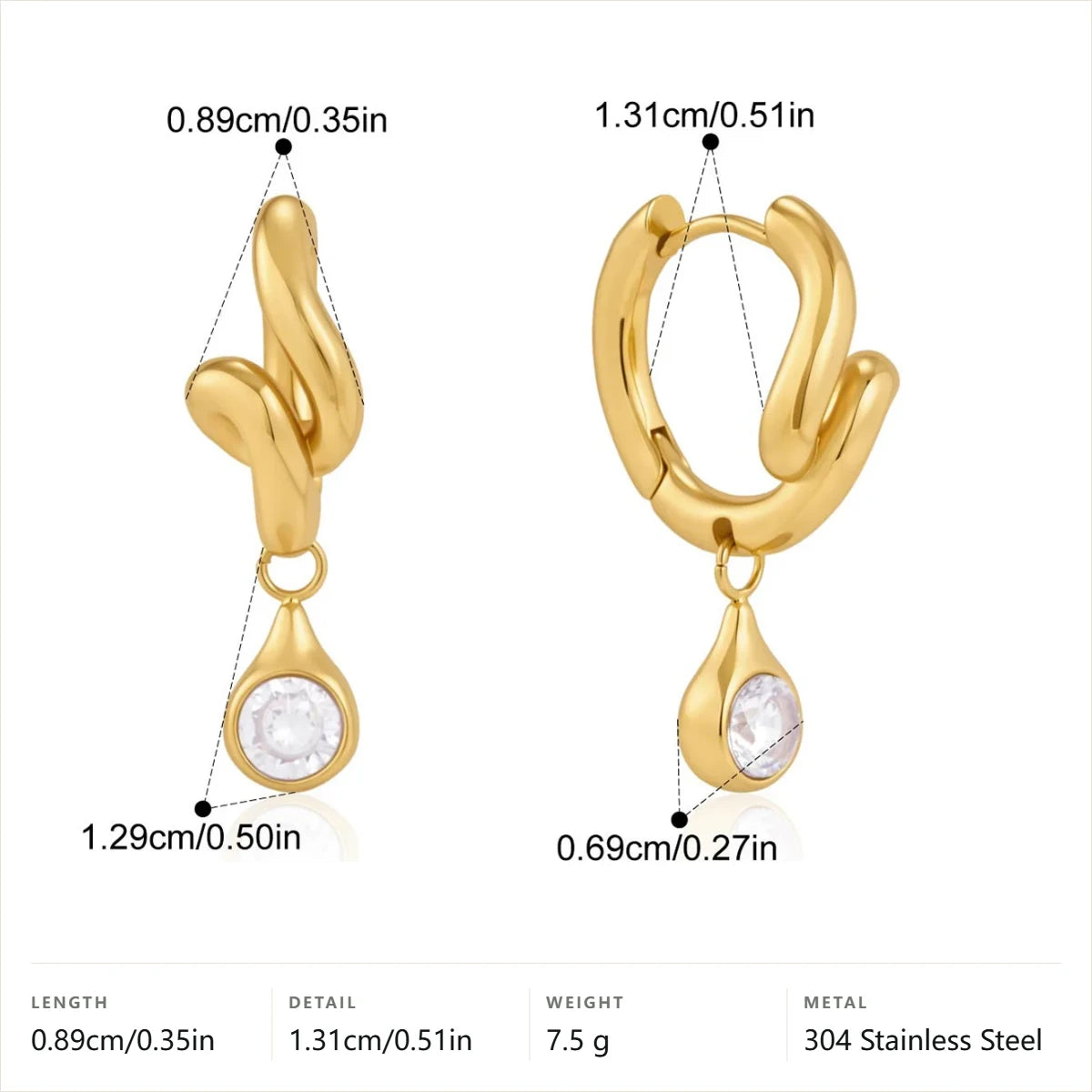 Twisted Teardrop Dangle Earrings — Gold Twisted Teardrop Dangle · Gold