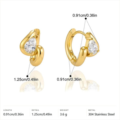 Twisted Teardrop Dangle Earrings — Pear Cut Stone Hoop · Gold