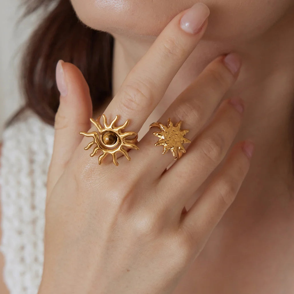 Hammered Sun Face Ring — view 2