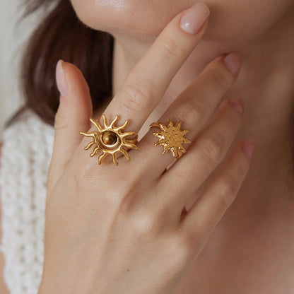 Hammered Sun Face Ring — view 2