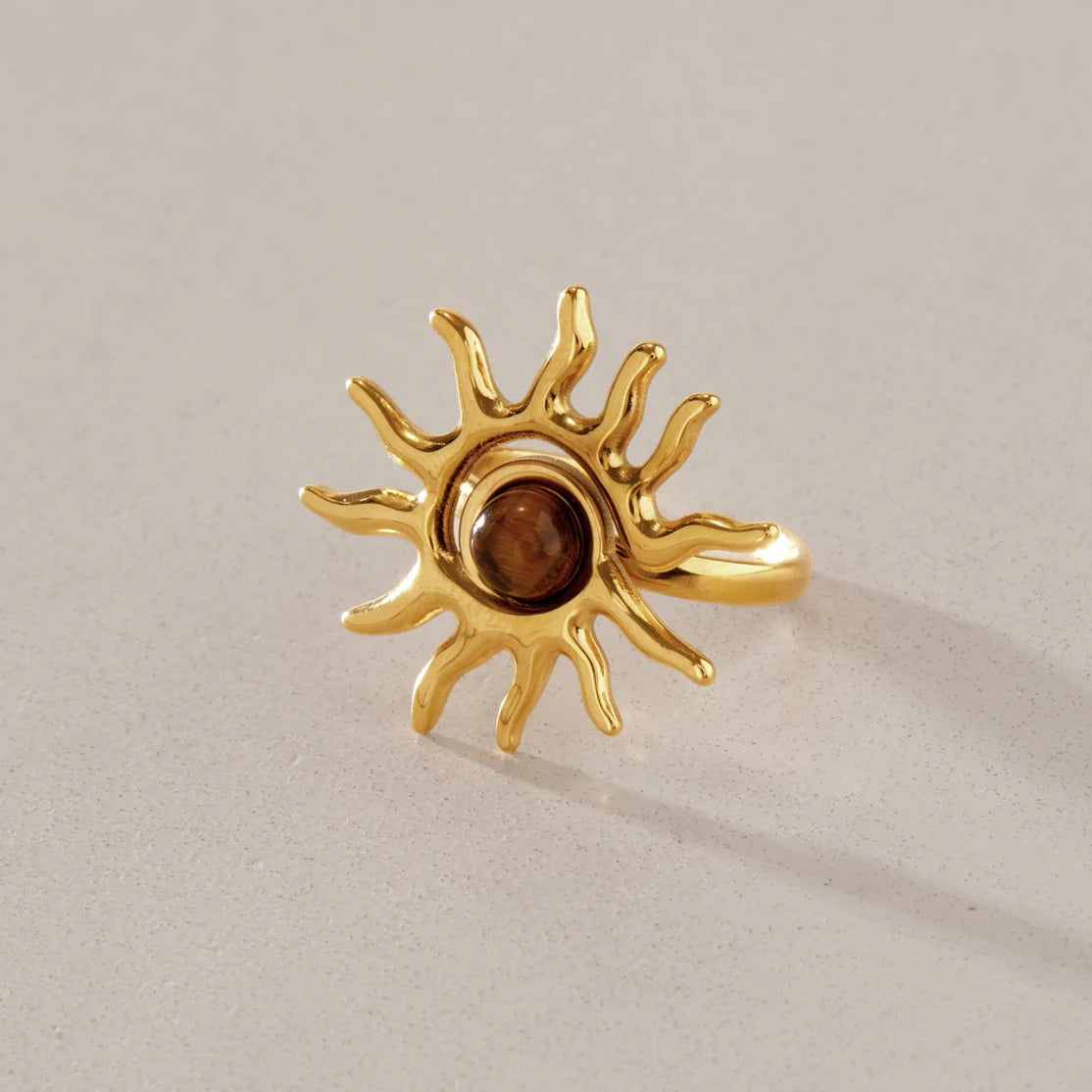 Hammered Sun Face Ring