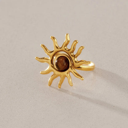 Hammered Sun Face Ring