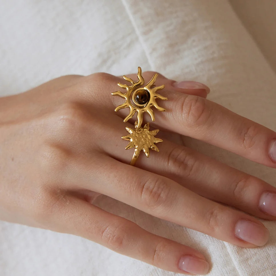 Hammered Sun Face Ring — view 3