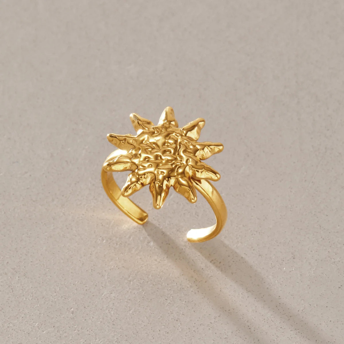 Hammered Sun Face Ring — view 4