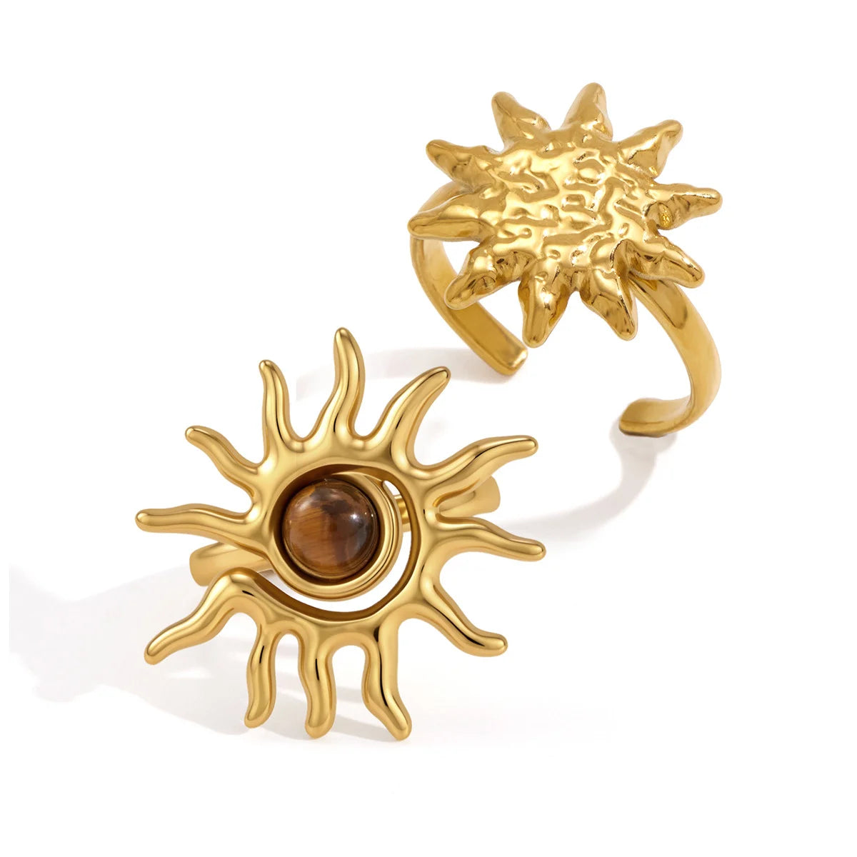 Hammered Sun Face Ring — view 5