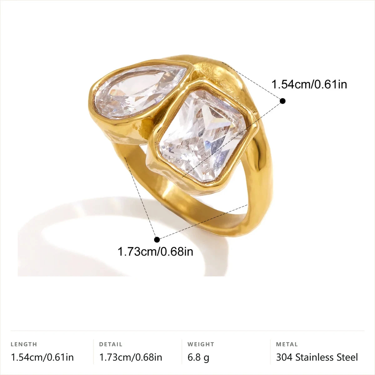Kite Pear Cut Ring — Petite Kite Pear · Gold · 6