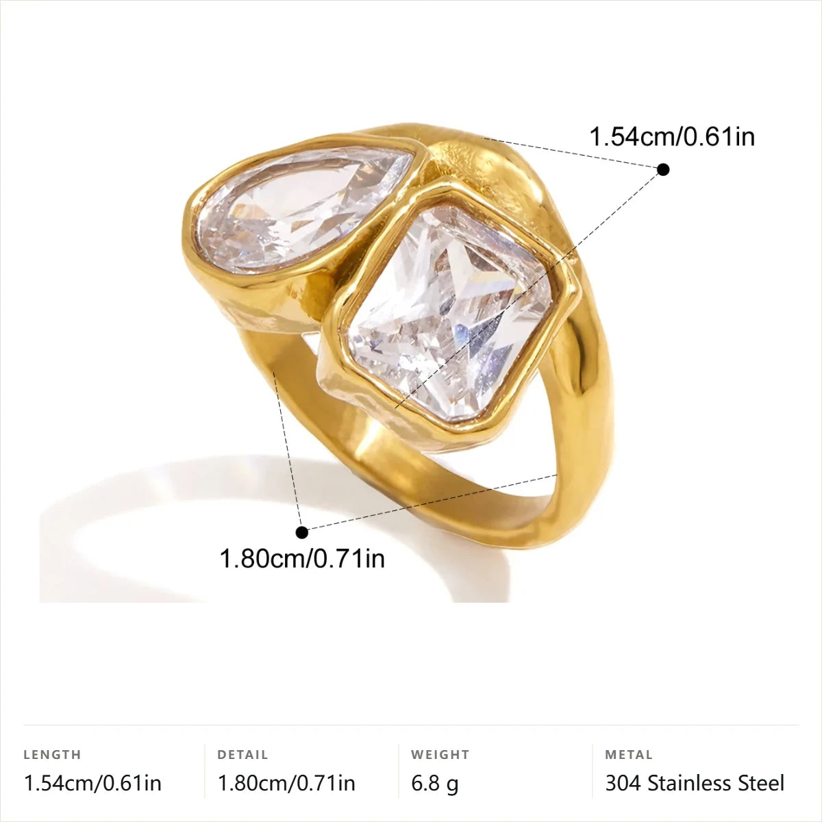 Kite Pear Cut Ring — Standard Kite Pear · Gold · 7