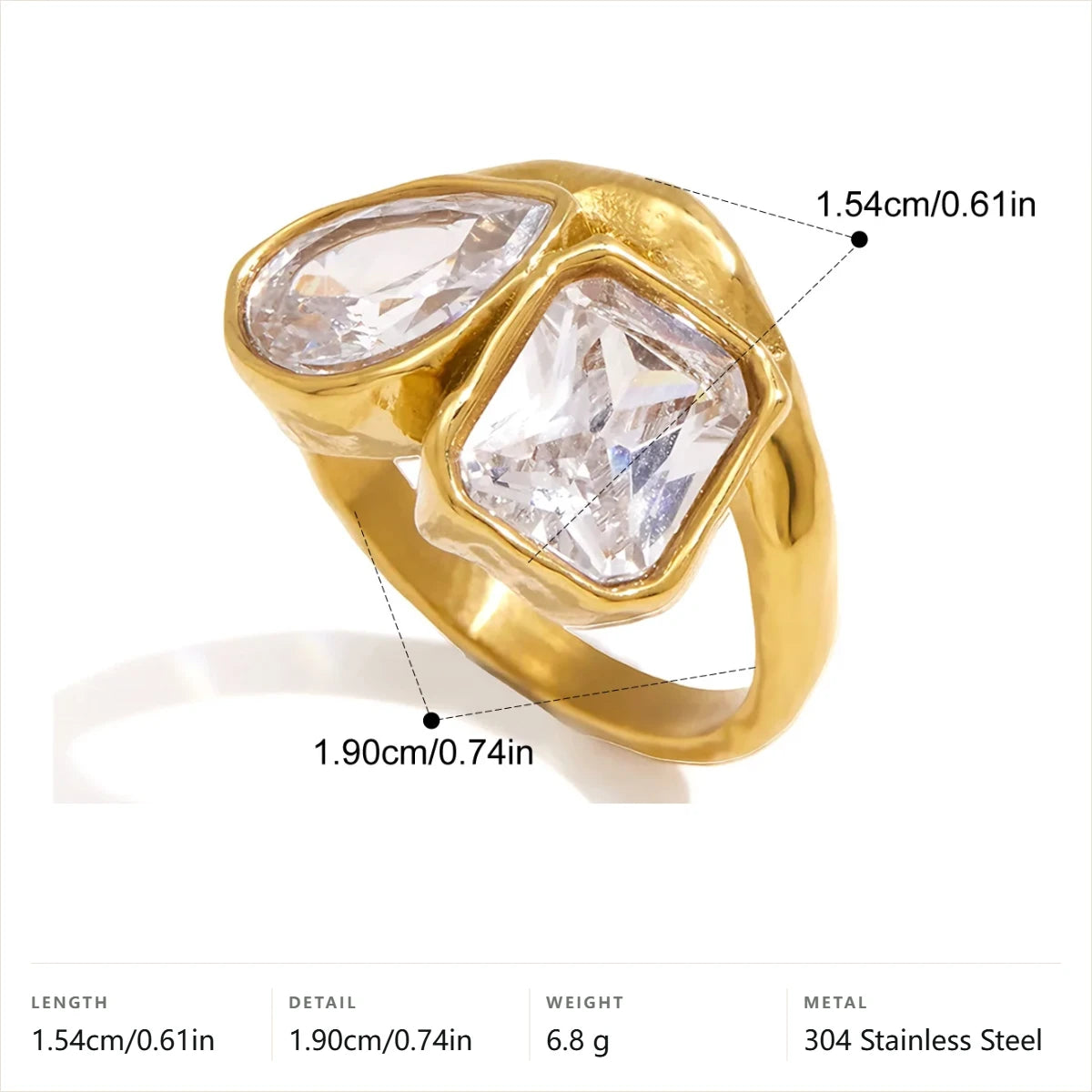 Kite Pear Cut Ring — Large Kite Pear · Gold · 8