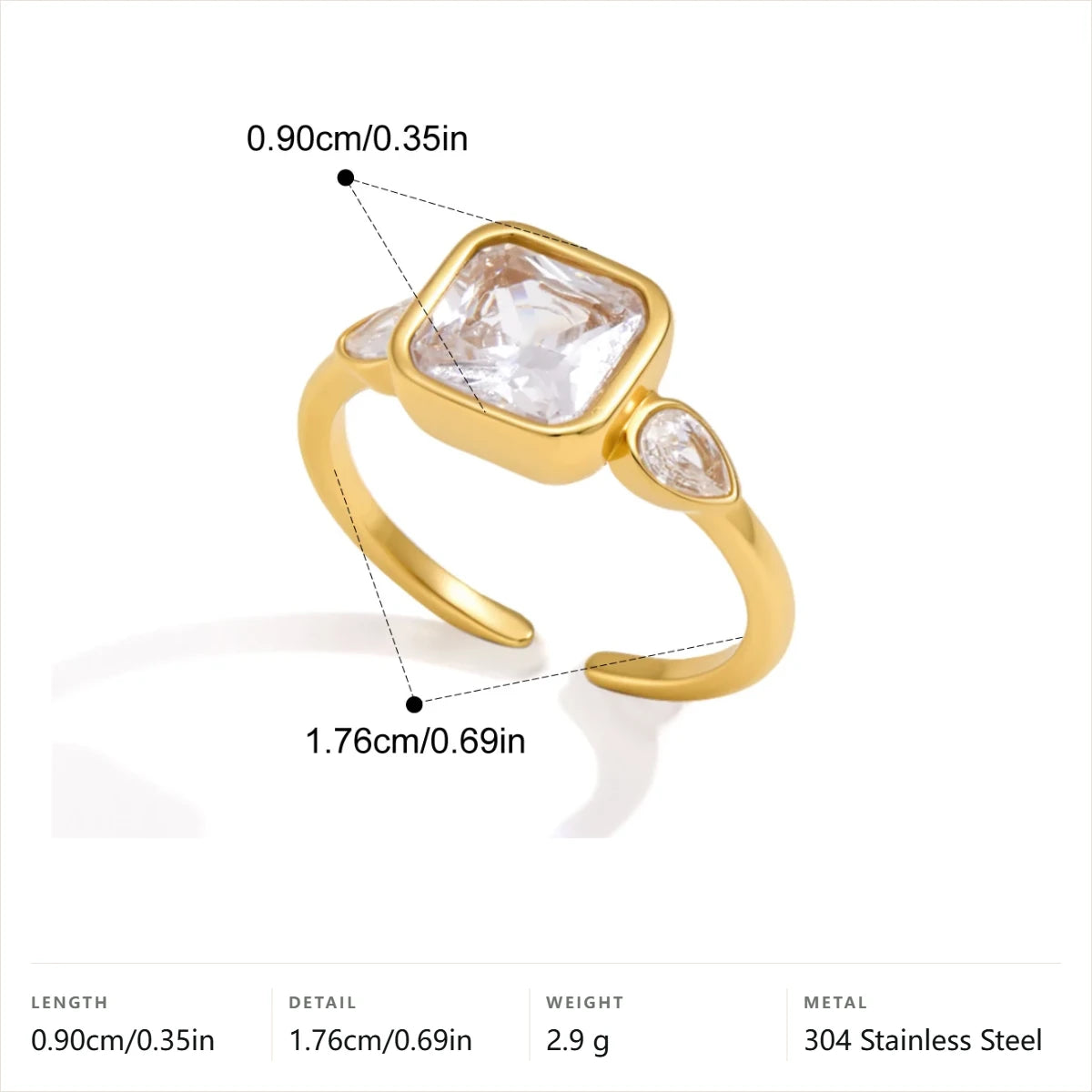 Bezel Trilogy Ring Set — Cushion Bezel Trilogy Ring · Gold