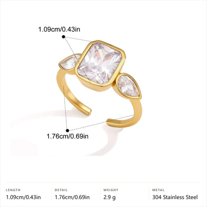Bezel Trilogy Ring Set — Rectangular Bezel Trilogy Ring · Gold