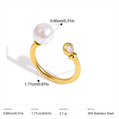 Minimal Pearl Ring — Pearl CZ Ring · Gold