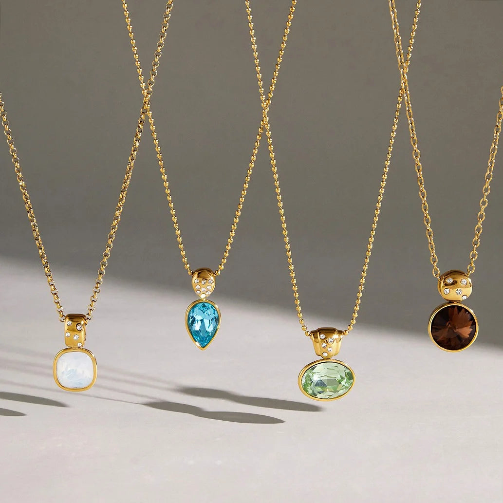 Faceted Multi Shape Pendant Necklace