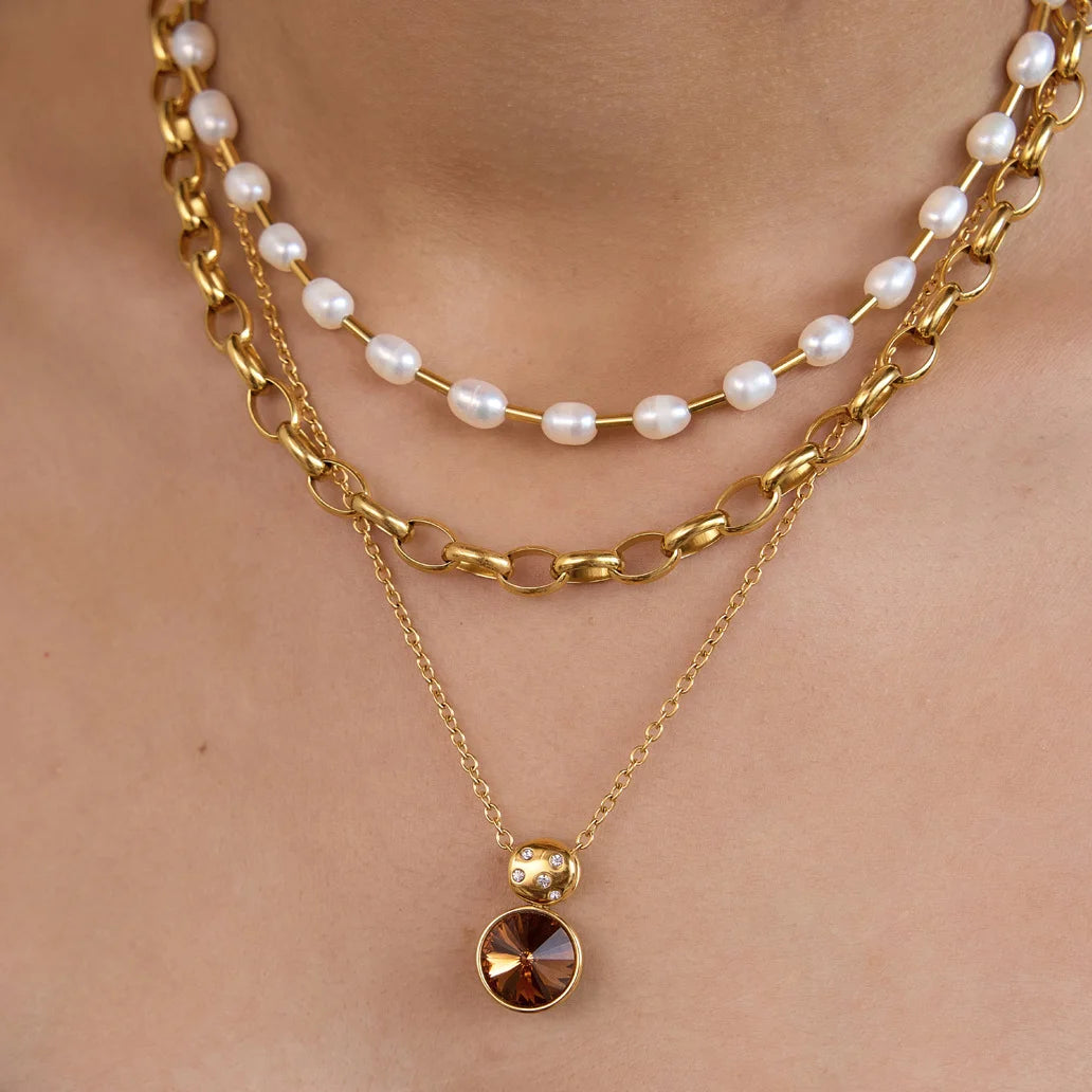 Faceted Multi Shape Pendant Necklace — view 2