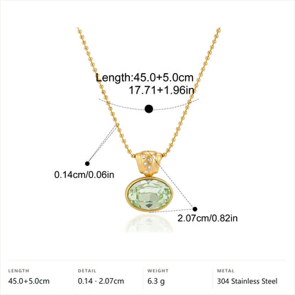 Faceted Multi Shape Pendant Necklace — Oval Cut Green Pendant · Gold