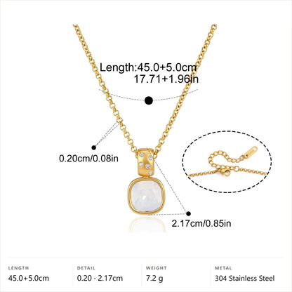 Faceted Multi Shape Pendant Necklace — Cushion Cut White Pendant · Gold