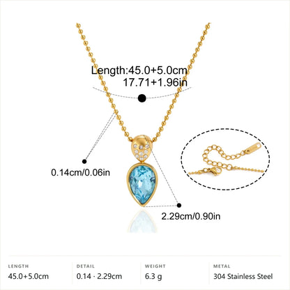 Faceted Multi Shape Pendant Necklace — Pear Cut Blue Pendant · Gold