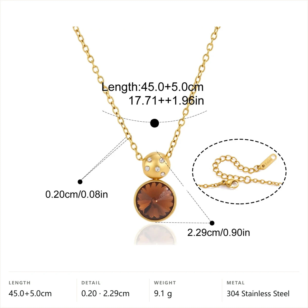 Faceted Multi Shape Pendant Necklace — Amber Faceted Round Pendant · Gold