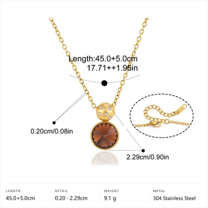 Faceted Multi Shape Pendant Necklace — Amber Faceted Round Pendant · Gold