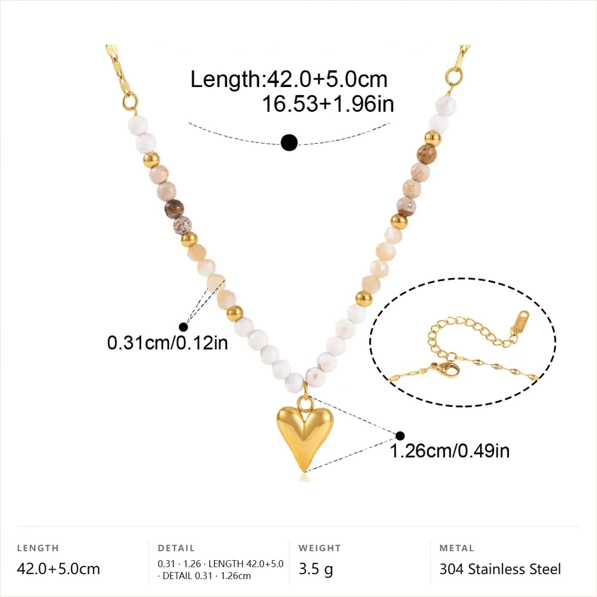 Celestial Beaded Necklace — Multicolor Beaded Heart Pendant · Gold