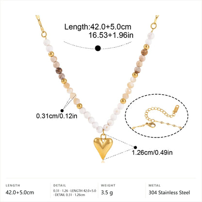 Celestial Beaded Necklace — Multicolor Beaded Heart Pendant · Gold
