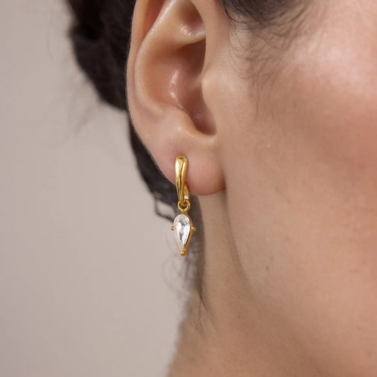 Teardrop Pearl Drop Earrings — view 2
