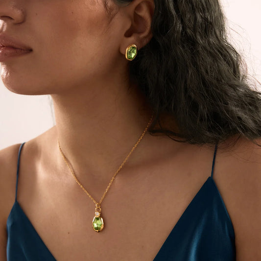 Organic Hexagon Bezel Stud Earrings — view 2