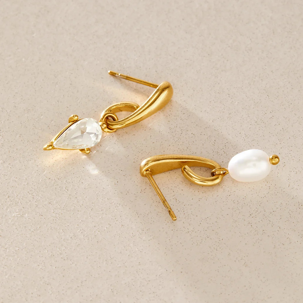 Teardrop Pearl Drop Earrings — view 4