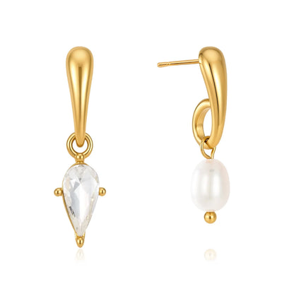 Teardrop Pearl Drop Earrings — view 5