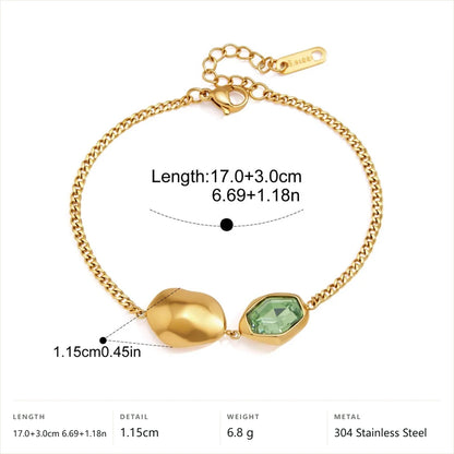 Chunky Faceted Bracelet — Nugget Green Faceted Stone · Gold