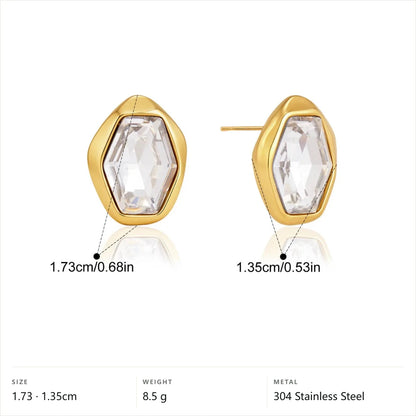 Organic Hexagon Bezel Stud Earrings — Organic Hexagon Bezel · Gold