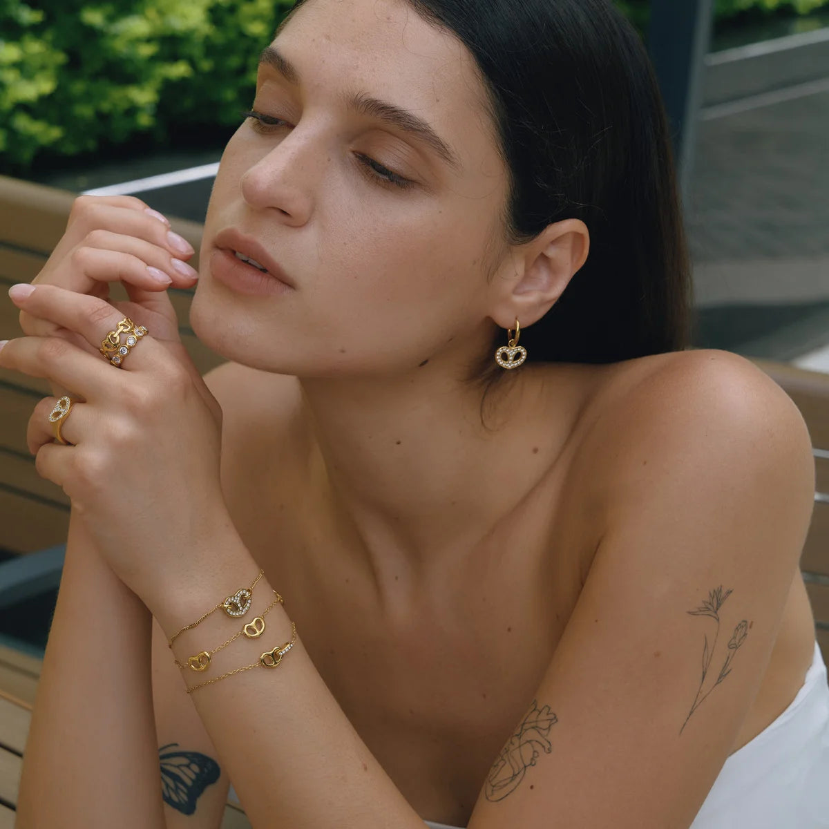 Pave Heart Link Jewelry Set — view 3