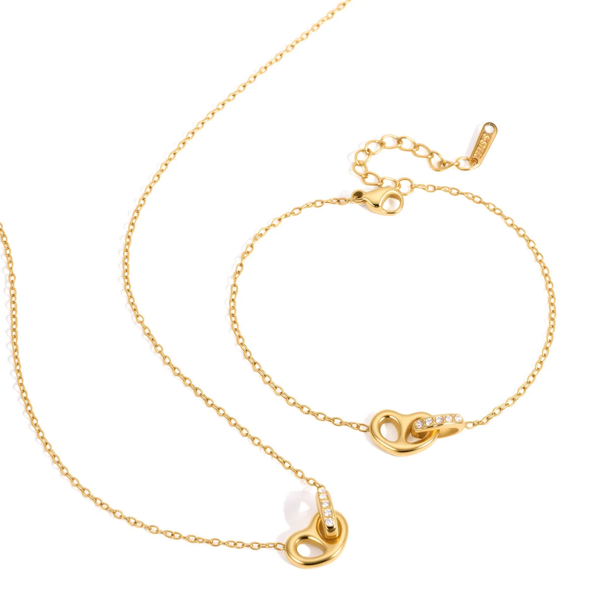 Pave Heart Link Jewelry Set — view 5