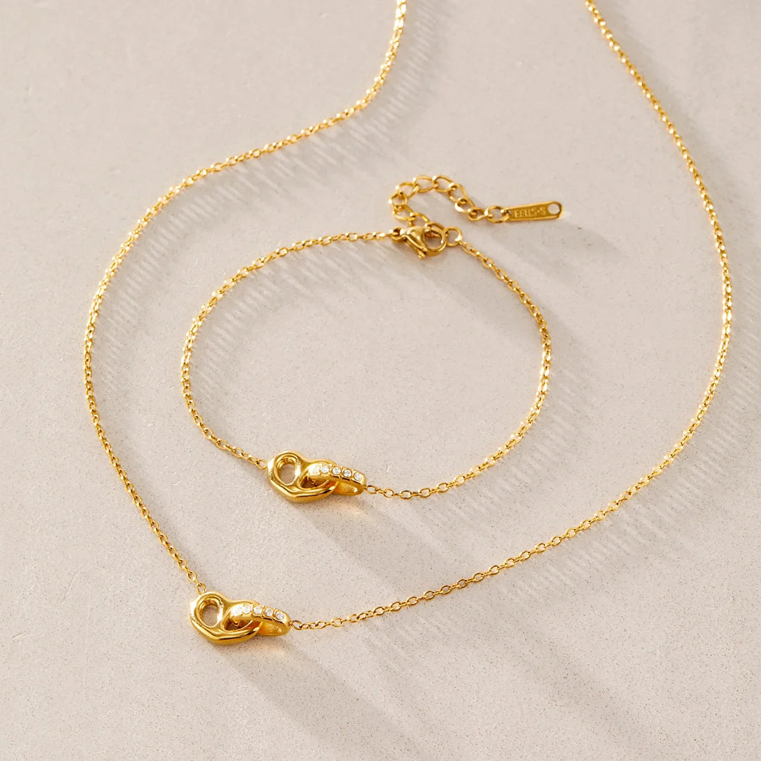 Pave Heart Link Jewelry Set — view 9