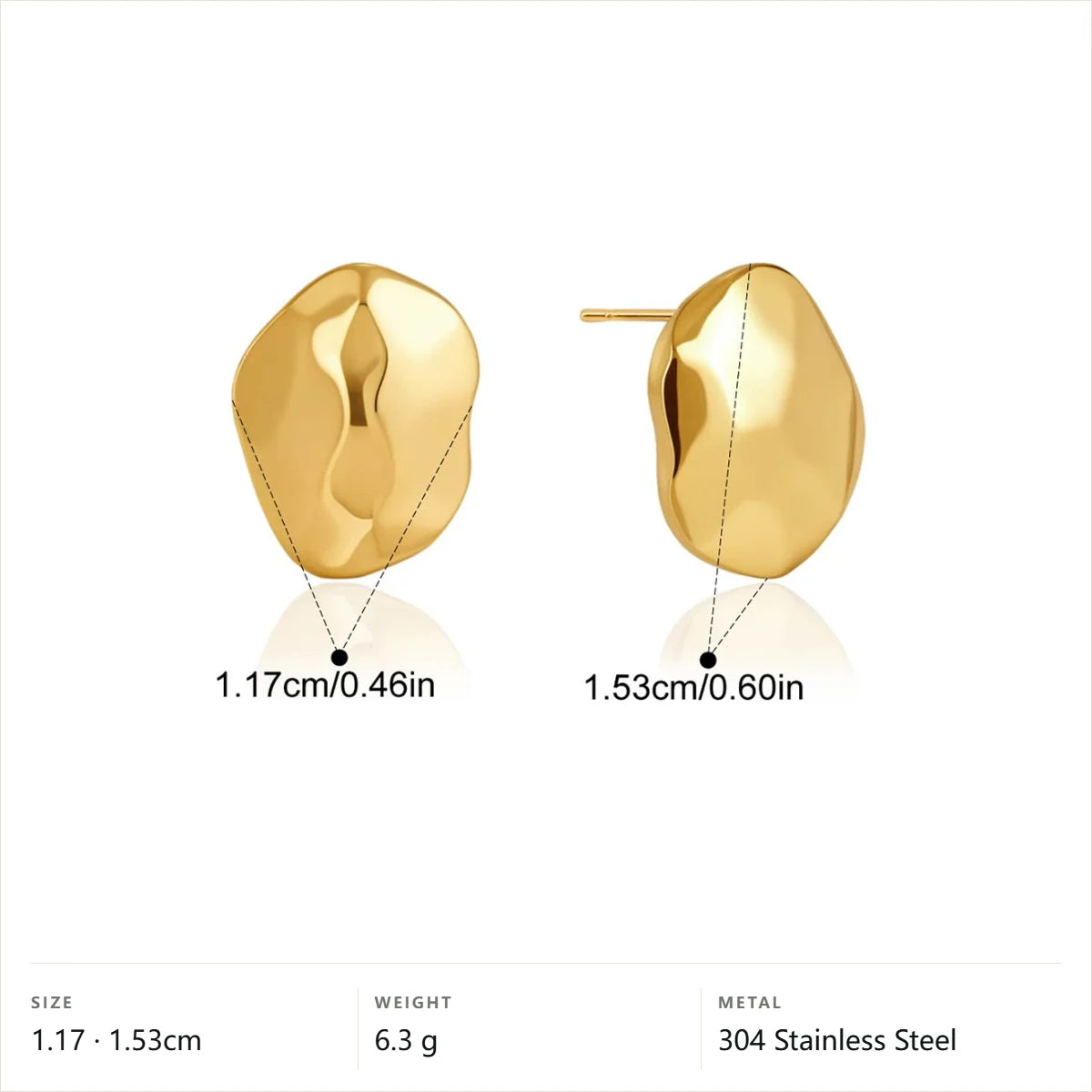 Irregular Nugget Jewelry Set — Irregular Nugget Stud Earrings · Gold