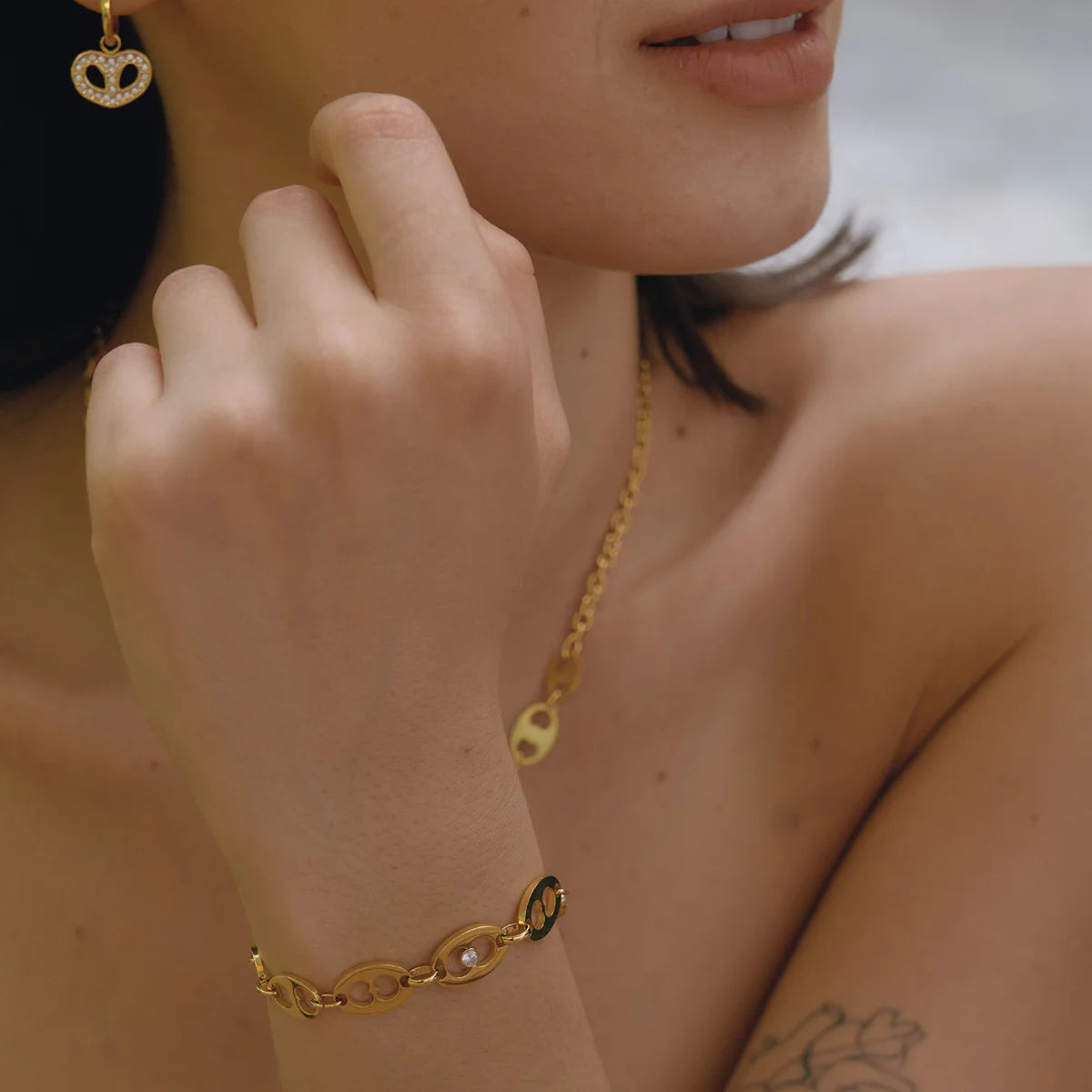 Heart Cutout Pave Jewelry Set — view 3