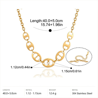 Heart Cutout Pave Jewelry Set — Heart Cutout Link Necklace · Gold