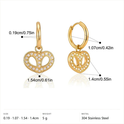 Heart Cutout Pave Jewelry Set — Pave Heart Hoop Earrings · Gold