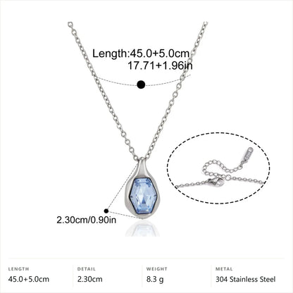 Drop Pendant Necklace — Blue Teardrop Pendant · Silver