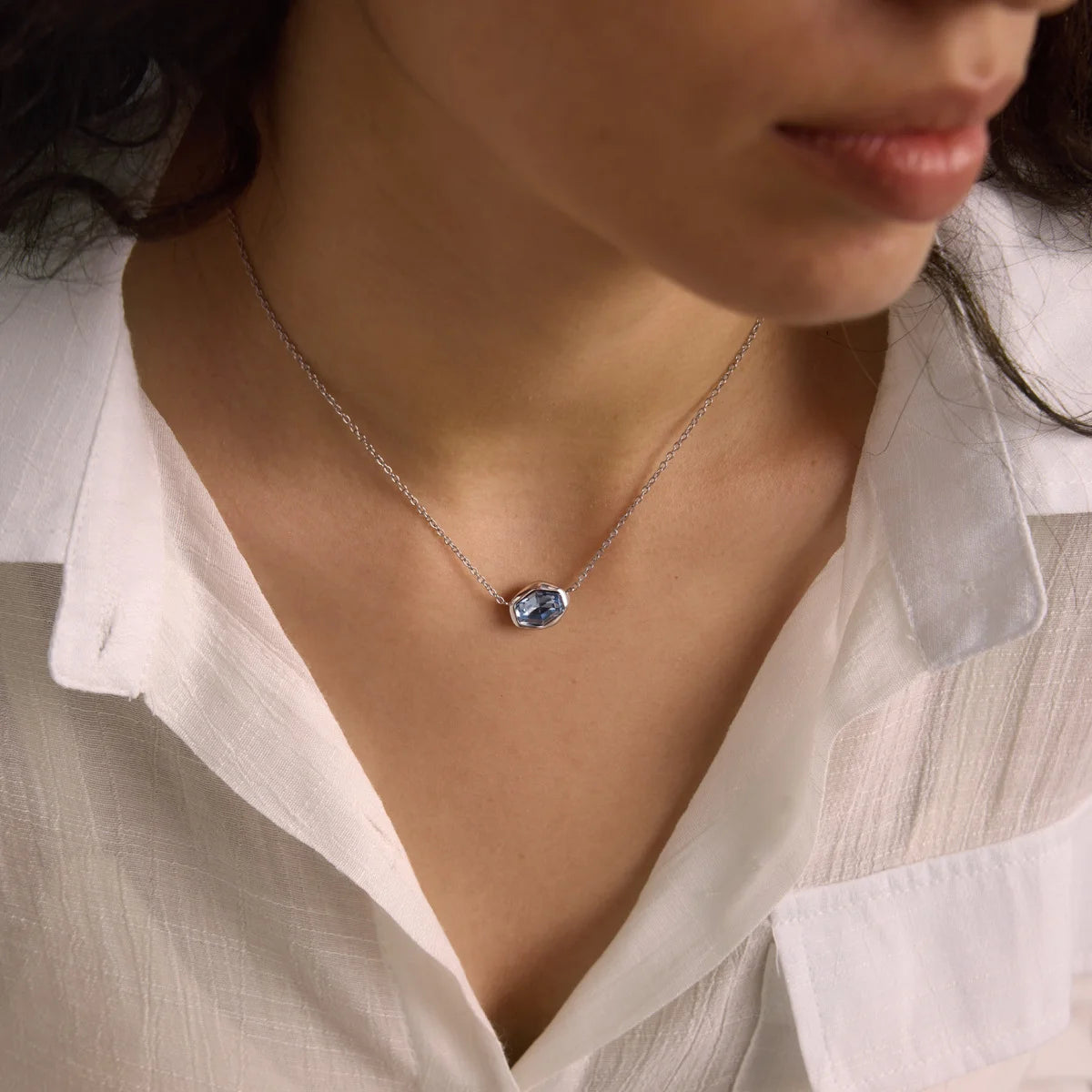 Geometric Faceted Pendant Necklace — view 4