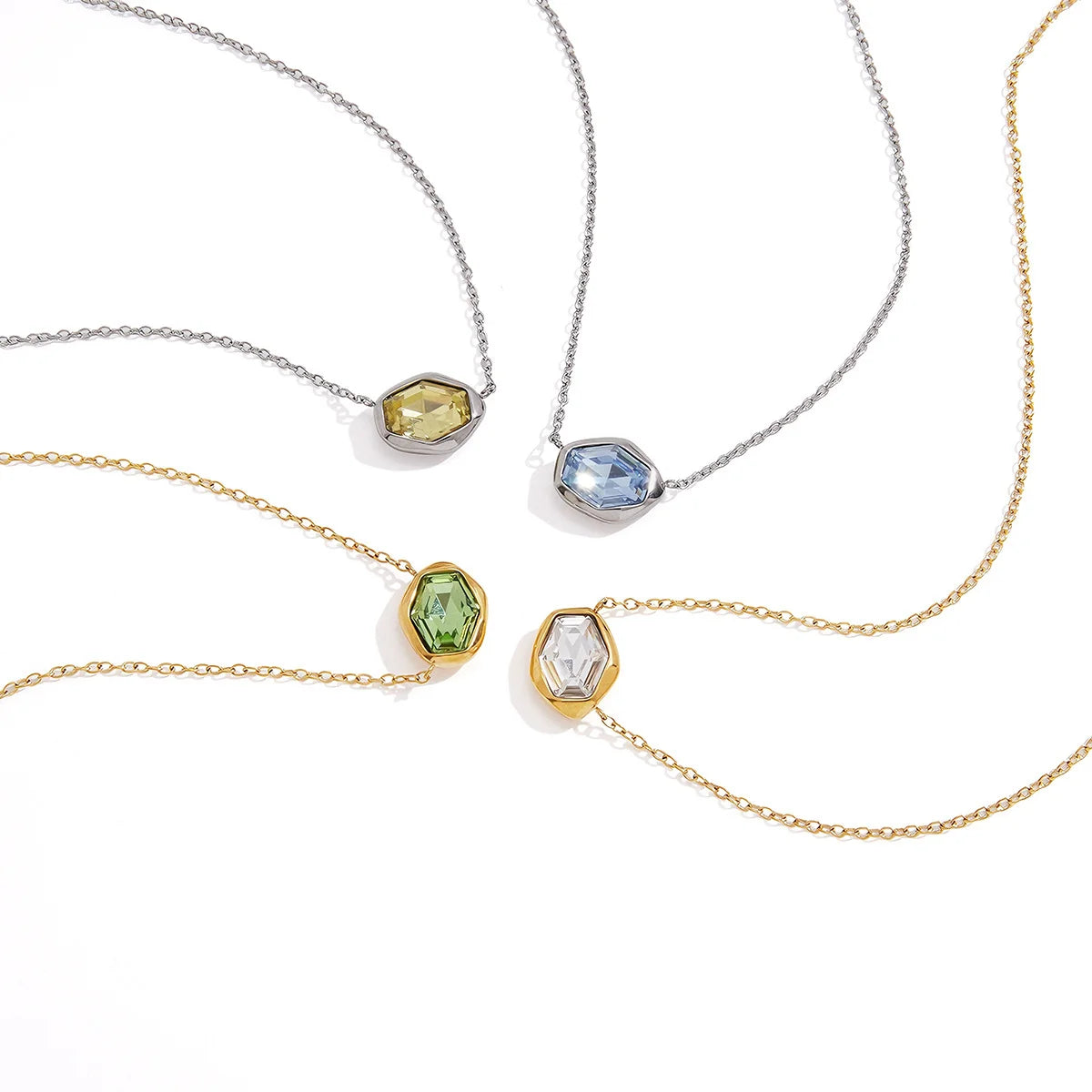 Geometric Faceted Pendant Necklace — view 5