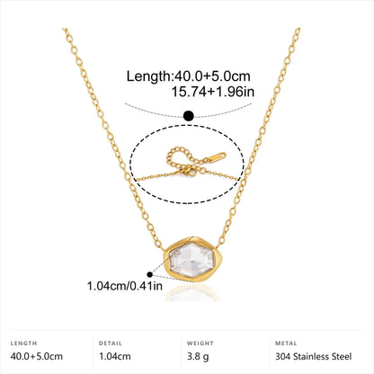 Geometric Faceted Pendant Necklace — Gold Clear Hexagon · Gold